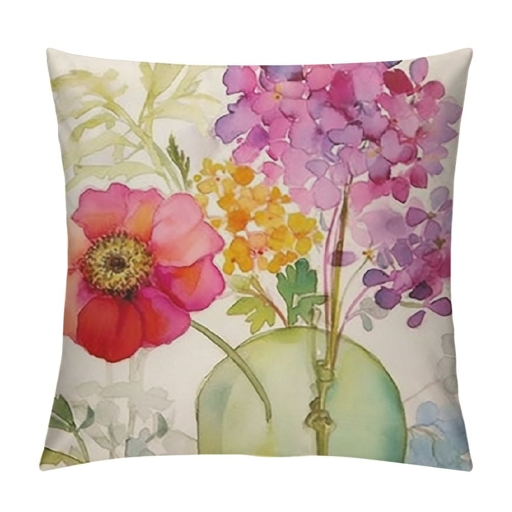 JEUXUS Waterproof Throw Pillow Covers , Hydrangea and Lotus Pattern