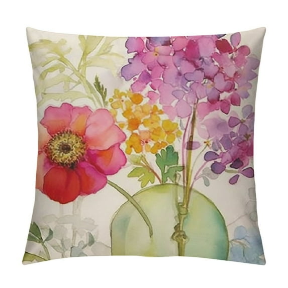 JEUXUS Waterproof Throw Pillow Covers , Hydrangea and Lotus Pattern Decorative Cushion Covers, Perfect to Outdoor Patio Garden Living Room Sofa Farmhouse Decor