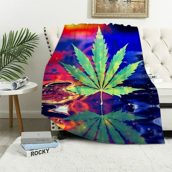 JEUXUS Weed Blanket for Boys Girls, Warm Weed Flannel Blankets for Sofa Bed, Colorful Weeds Blankets and Throws for Travel Home