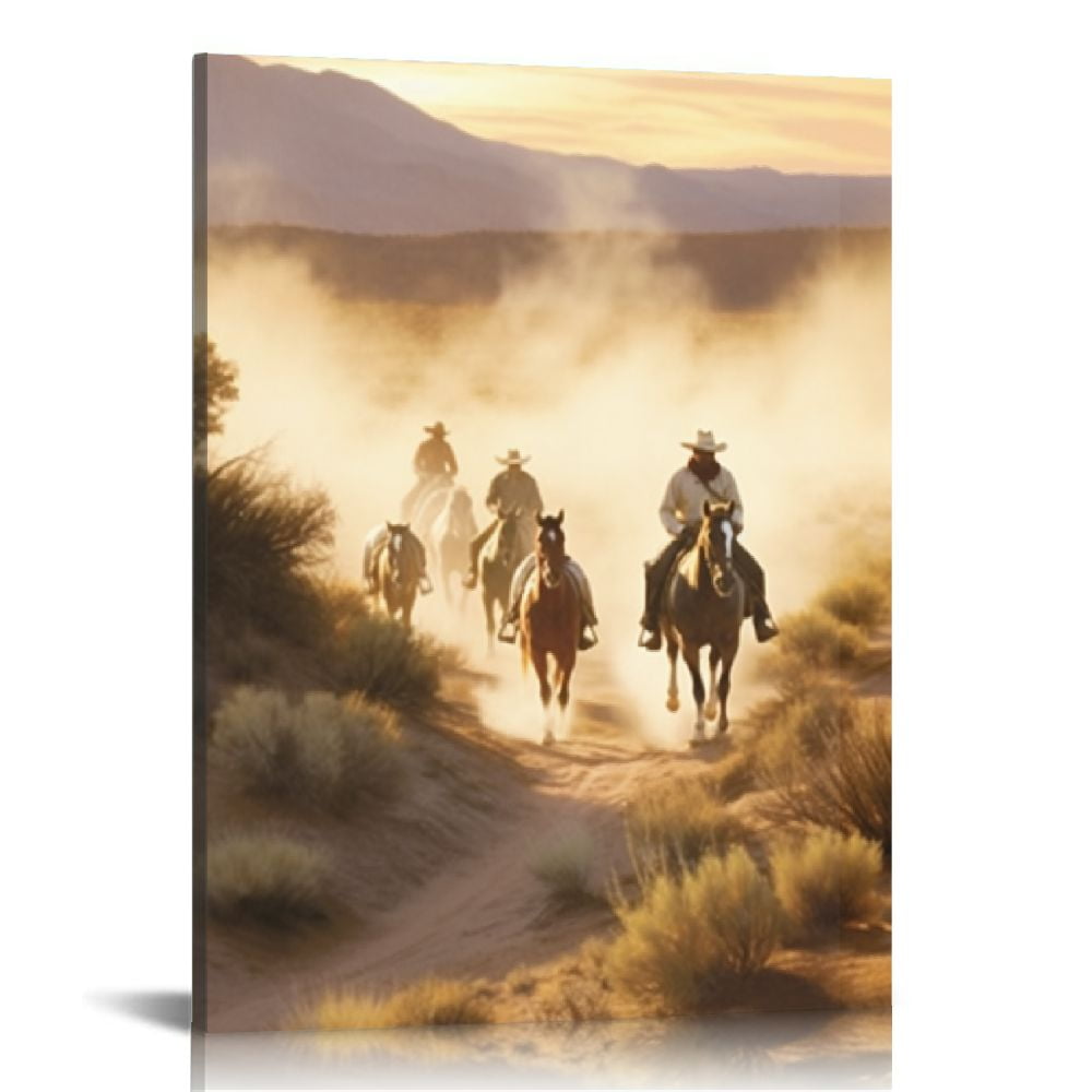 JEUXUS Western Cowboy Canvas Wall Art, Cowboy Boot Horse Western