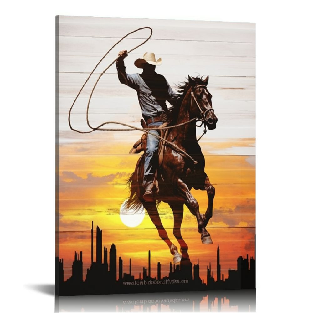 JEUXUS Western Decor Western Wall Art Cowboy Wall Decor Ranch