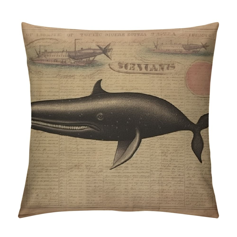 JEUXUS Whale Throw Pillow Cover Decorative Pillowcase Sea Life Nautical