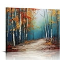 thumbnail image 1 of JEUXUS White Birch Tree Canvas Wall Art Blue Forest Painting Landscape Picture, Teal Nature Artwork Modern Large Framed for Living Room Bedroom Dinning Room Home Office Wall Decor 20x16 inch, 1 of 4