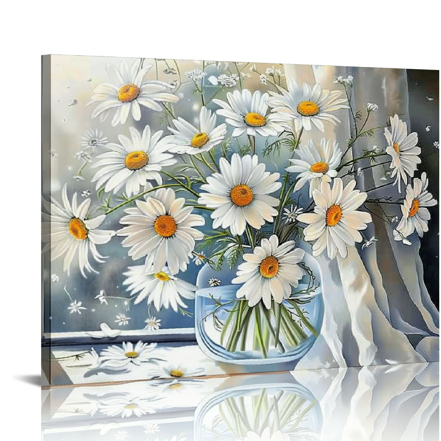 JEUXUS White Daisy Bathroom Wall Decor Farmhouse Daisy Wall Art Rustic ...