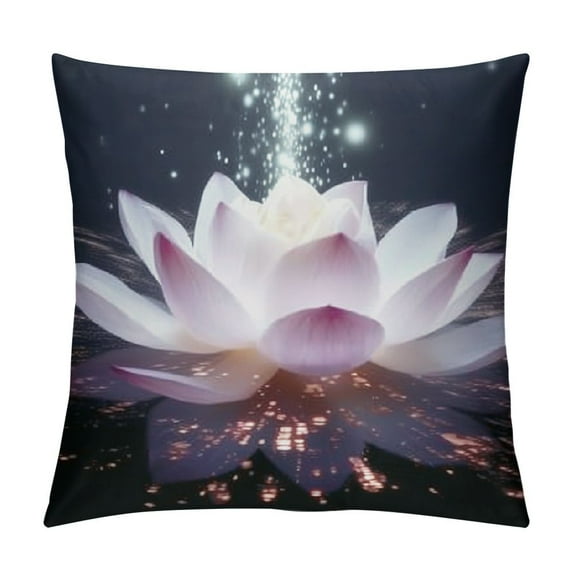 JEUXUS White Lotus Flower Throw Pillowcases Set Smooth & Luminous Sheen, Wrinkle-Resistant Bedding, Flower Art Design Pillowcase