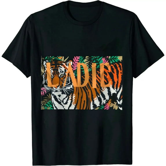 JEUXUS Wild Animal Pattern Cow Leopard Zebra Tiger Animal Print T-Shirt