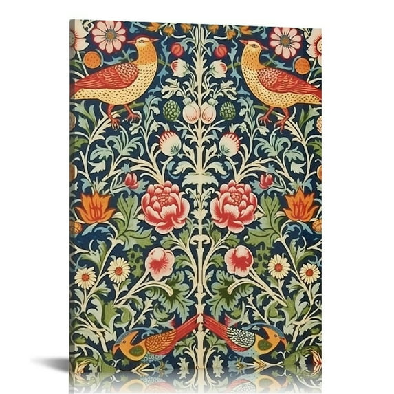 JEUXUS William Morris Wall Art Collection Décor Strawberry Thief (1936) Premium Framed Modern Art Print Artwork - Ready to Hang for Home and Office