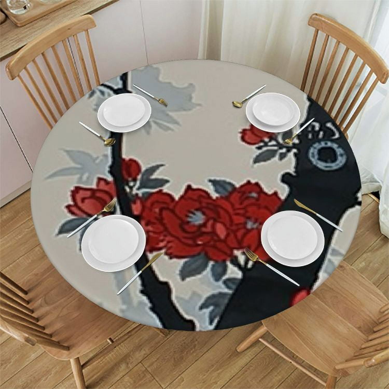 Aperturee Peach Blossom Spring Theme Rectangle Tablecloth