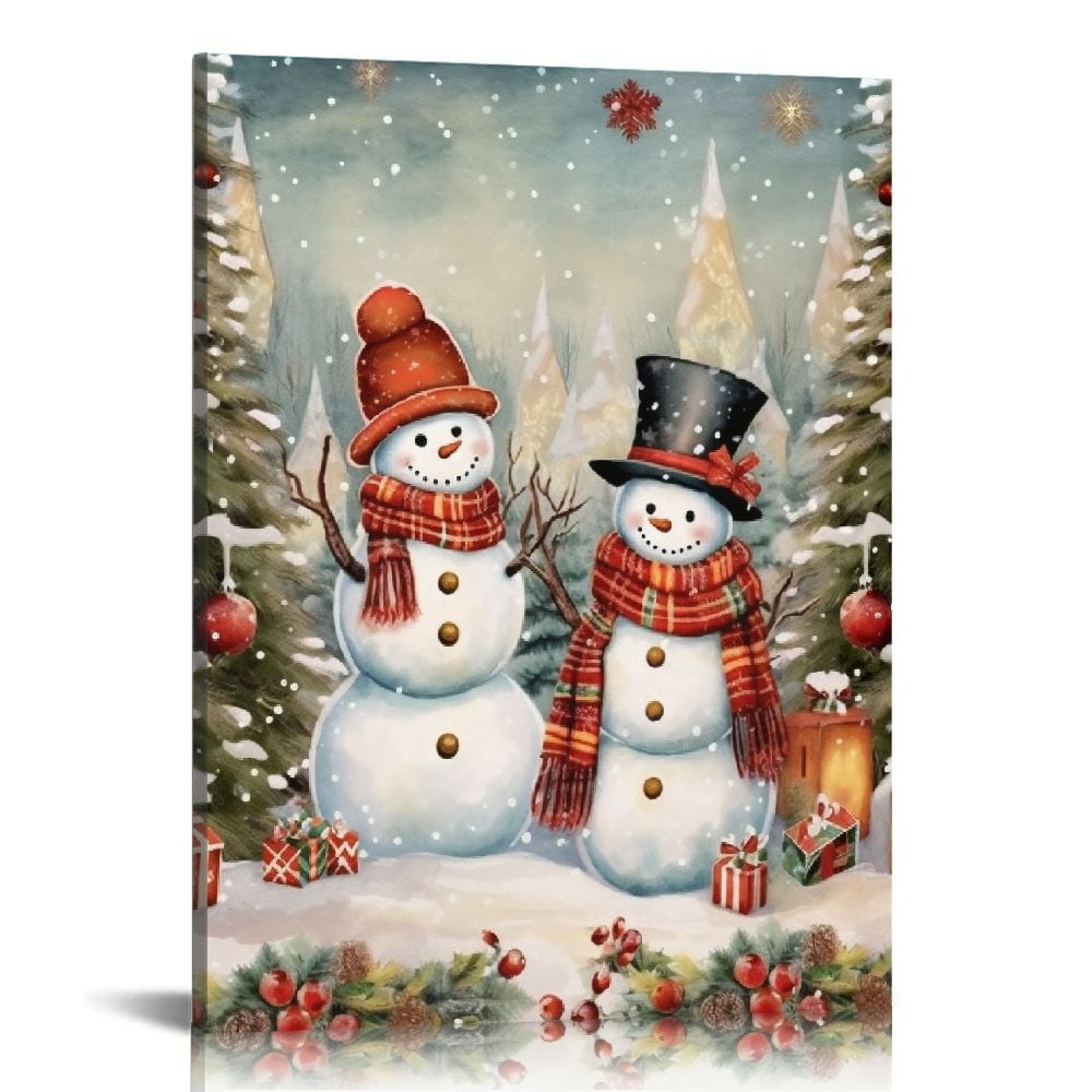 JEUXUS Winter Christmas Canvas Wall Art Picturs for Bathroom Kitchen