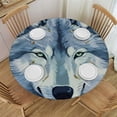 thumbnail image 1 of JEUXUS  Wolf Fitted Round Table Cloth, Wolf Portrait with Beautiful Gaze Print Large Elastic Edged Polyester Table Cover, Fit Round Tables up Diameter, for Outdoor Indoor Use, 1 of 7