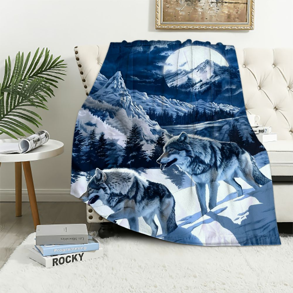 JEUXUS Wolf Heavy Thick Plush Mink Blanket 40x50in