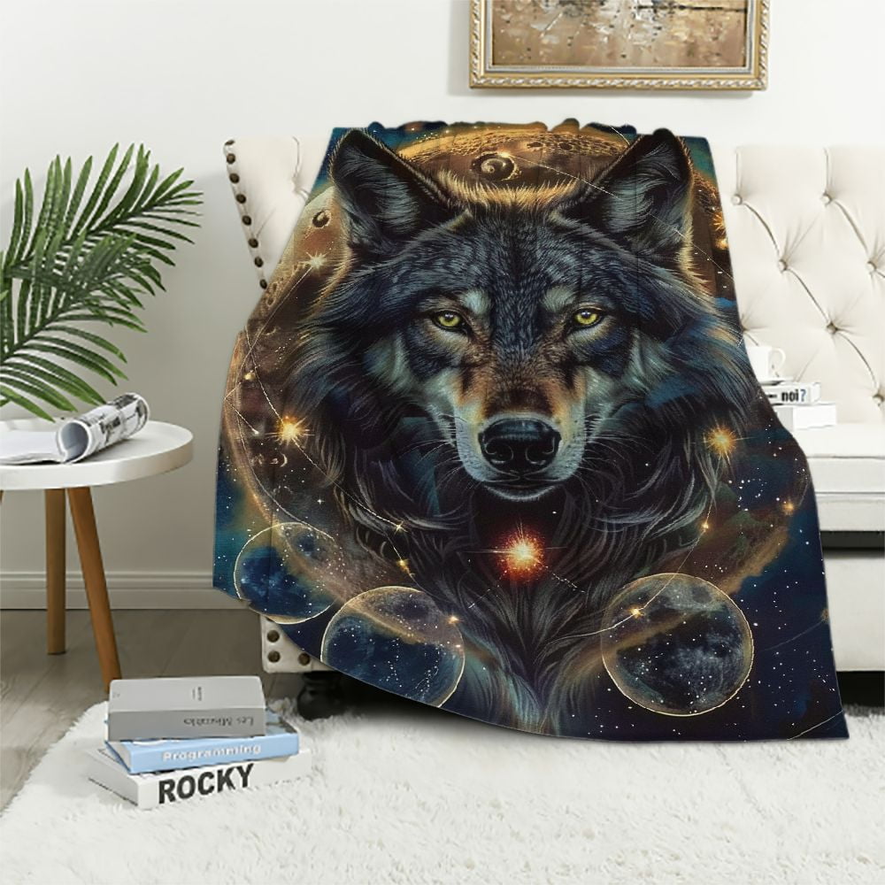 JEUXUS Wolf Throw Blanket for Bed Wolf Lightweight Super Soft Plush
