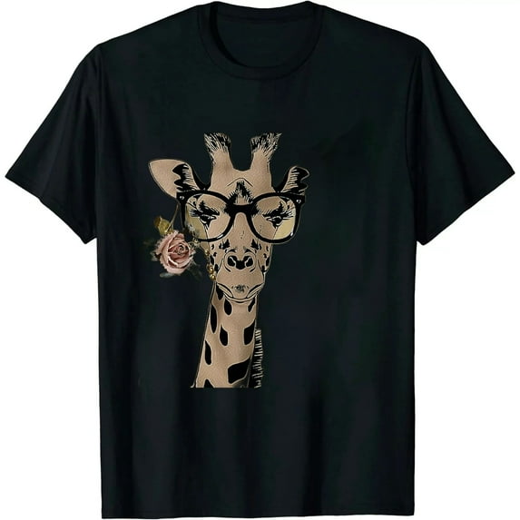 JEUXUS Womens Giraffe T Shirt Summer Funny Graphic Short Sleeve Crewneck Tees Casual Shirt Tops