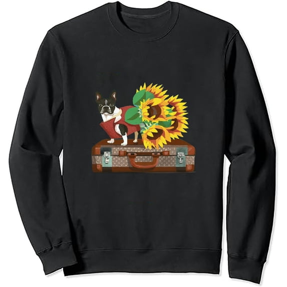 JEUXUS Womens Sunflower Boston Terrier Mom Dog Lover Gifts Sweatshirt