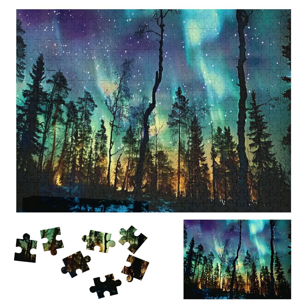 JEUXUS Wooden Jigsaw Puzzle for Adults and Kids - Trees Lights Puzzle ...