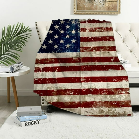 JEUXUS  Wrangler Ultra Premium Super Soft Plush Sherpa Oversized Throw Blanket  Stars &amp; Stripes 50x60in