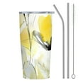 JEUXUS Yellow Flowers 20oz Car Tumbler with Straw 304 Stainless Steel
