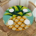 thumbnail image 1 of JEUXUS  Yellow Pineapple Polka Dot Round Tablecloth,Waterproof Table Cloth with Edges Table Cover Kitchen Picnic Party, 1 of 7