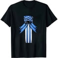 thumbnail image 1 of JEUXUS You'll Never fight Alone Flag Blue Colon Cancer Awareness T-Shirt, 1 of 3