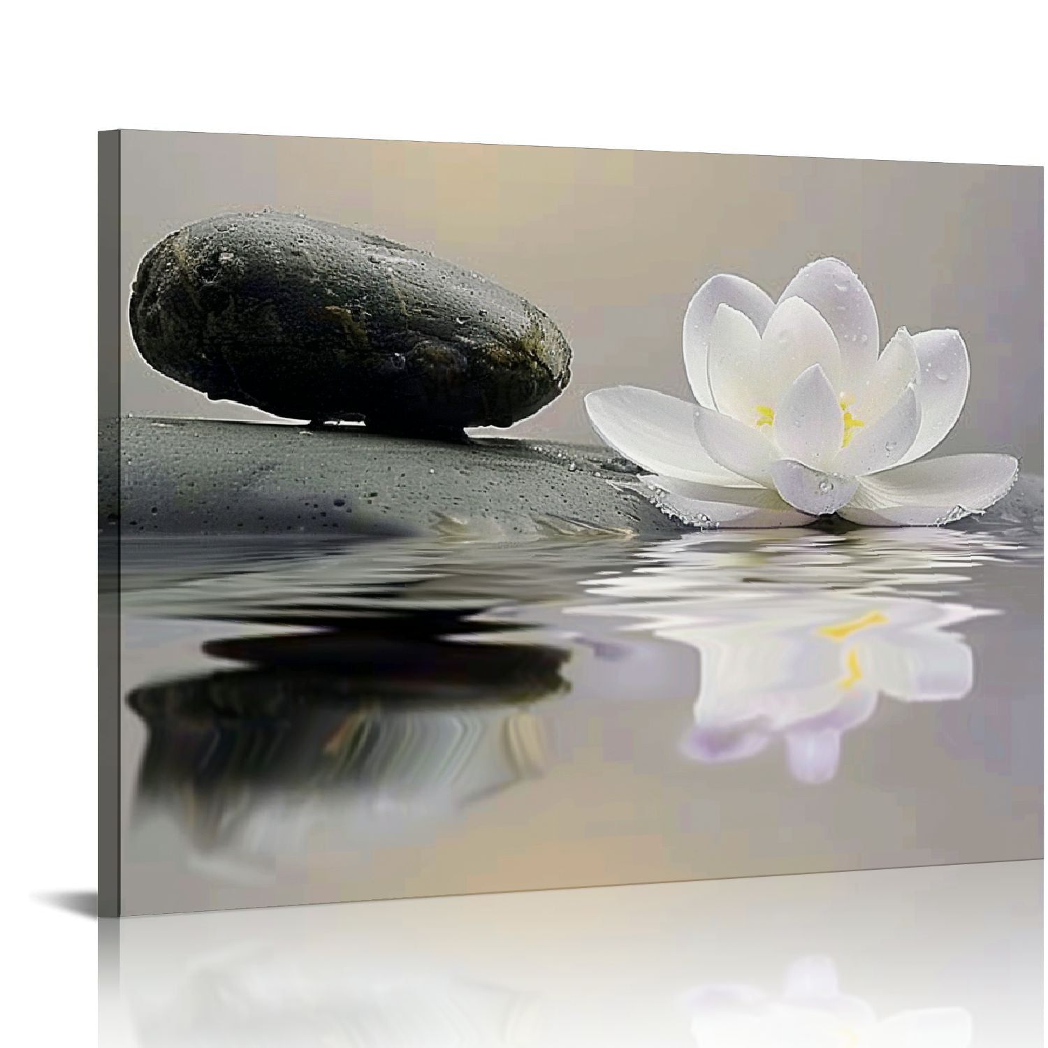 JEUXUS Zen Canvas Wall Art Lotus Flowers and Stones Spa Pictures Wall