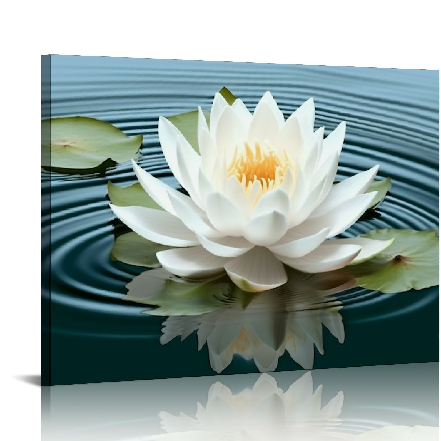 JEUXUS Zen Canvas Wall Art White Lotus Flower Bloom in Water Picture ...
