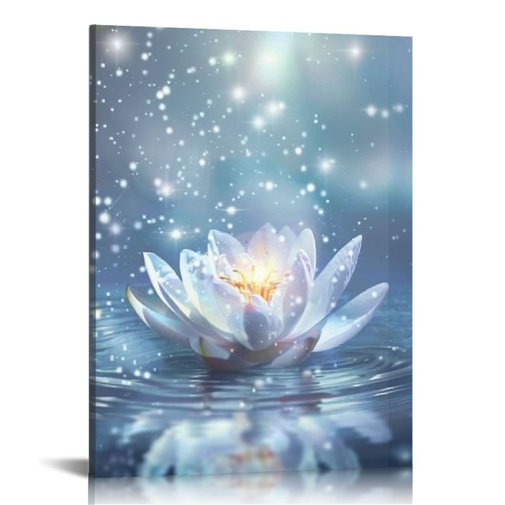 JEUXUS Zen White Lotus Flower Canvas Wall Art， Still Life Meditation ...