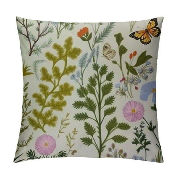 RUIYC and Botanical Plants Pillow Covers ,Flower Throw Pillow Covers Outdoor Decorative Pillow Covers for Couch Bed Sofa Cushion Floral Pillowcases