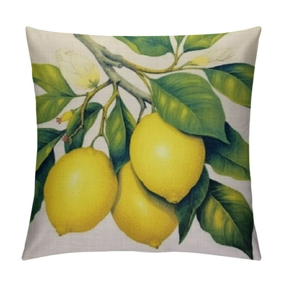 JEUXUS Fruit Pillow Covers Fresh Lemon with Green Leaf Decorative Pillow Cover Square Pillowcase Decor Indoor Outdoor Home Couch