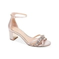thumbnail image 1 of JEWEL BADGLEY MISCHKA Womens Beige Adjustable Ankle Strap Embellished Perforated Giona Round Toe Block Heel Buckle Dress Slingback Sandal 9.5 W, 1 of 3