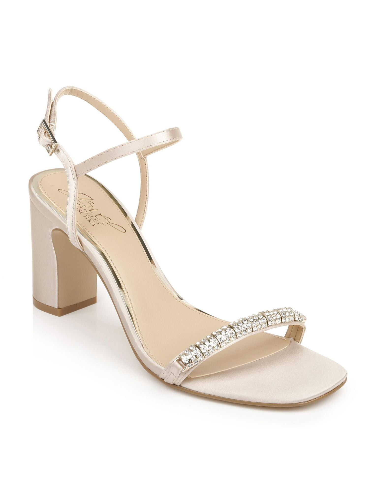 AQUA Womens Gold Adjustable Strap Asymmetrical Amy Round Toe Block Heel Buckle Dress Slingback Sandal M main image 0