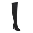 thumbnail image 1 of JEWEL BADGLEY MISCHKA Womens Black Stretch Rhinestone Joy Almond Toe Block Heel Zip-Up Dress Boots 8.5 M, 1 of 3