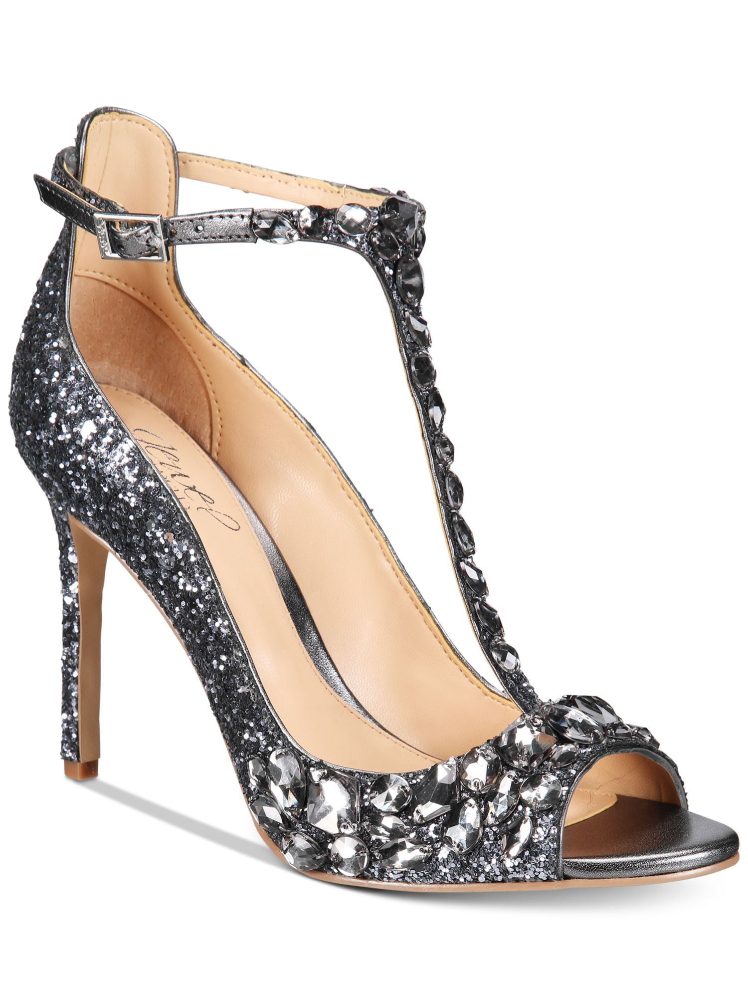 Jewel Badgley Mischka Womens Conroy Glitter Stilettos Dress