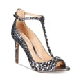 thumbnail image 1 of JEWEL BADGLEY MISCHKA Womens Gray Padded T-Strap Sequined Rhinestone Conroy Almond Toe Stiletto Buckle Dress Sandals Shoes 8.5, 1 of 4