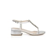 thumbnail image 1 of BADGLEY MISCHKA Womens Silver Embellished T-Strap Dasha Round Toe Block Heel Buckle Dress Thong Sandals 7 M, 1 of 4