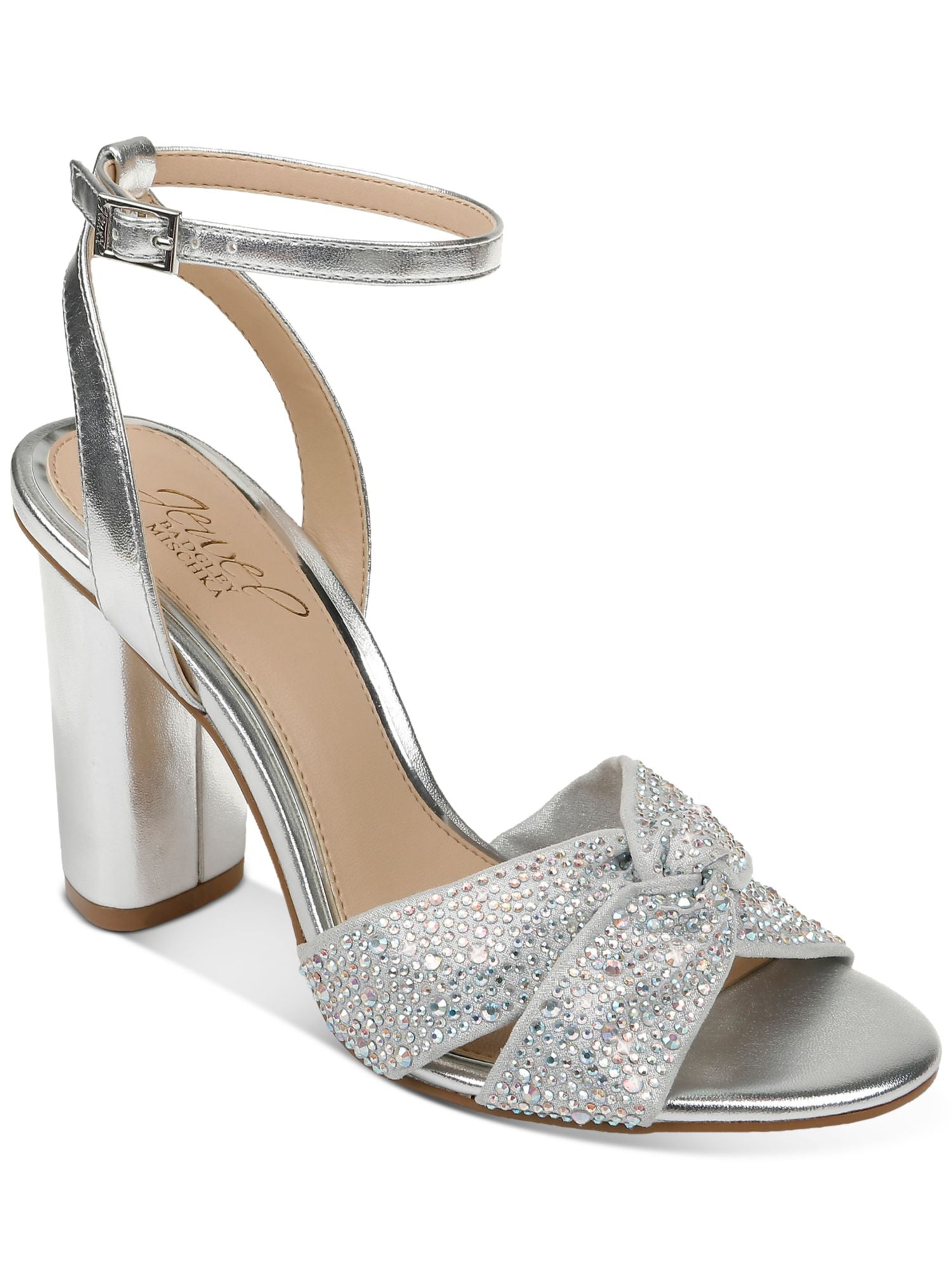 INC Womens Black Puzzle Ankle Strap Rhinestone Lexini Square Toe Block Heel Buckle Heeled M main image 0