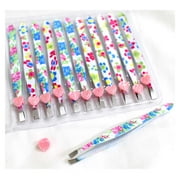 JEWEL TOOL 12 Pack 3.5 8.89 cm Straight Tip Salon Tweezers | Floral Designs Roses & Daisies | Quality Stainless Steel | Textured Grip | Ideal for Eyebrows & Facial Hair