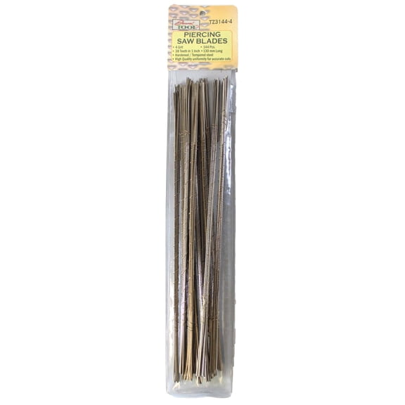 JEWEL TOOL 144 Piece Piercing Saw Blades | 4 Grit - 38 Teeth Per Inch (15 Per Cm) | Ideal for Metal, Wood, Plastic | Accurate Cuts | Hardened Steel | 5.25" (13.3 cm) Length | Includes Vinyl Pouch