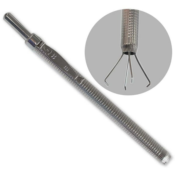 JEWEL TOOL (2 Pack) 4 Prong Pickup Tool | 5" (12.7 cm) Long | Enhanced Grip with Textured Handle | Includes Convenient Pocket Clip | Ideal for Hobbyists & Craftsmen