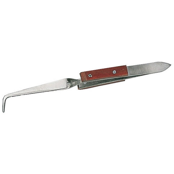 JEWEL TOOL (2 Pack) 6.5" Fiber Grip Cross Locking Tweezer | 90-Degree Bent Tip | Hands-free Operation