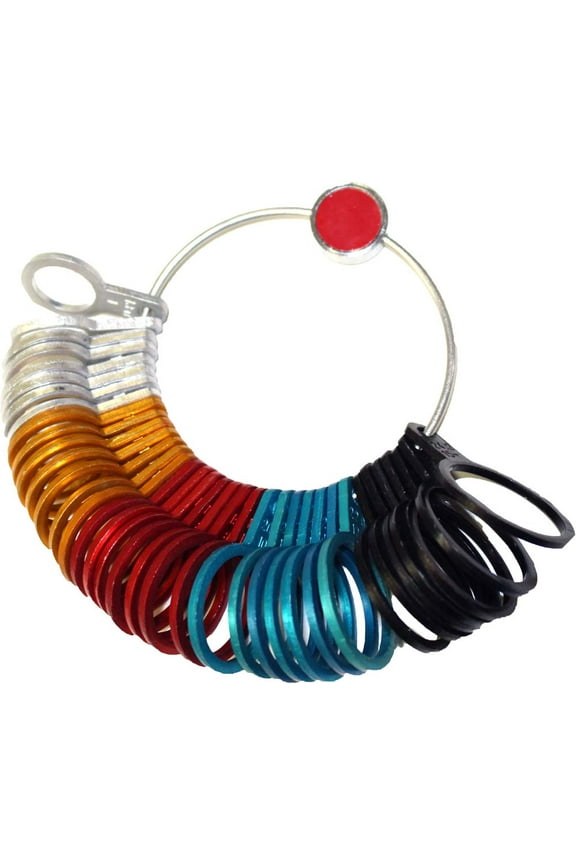 JEWEL TOOL 36-Piece Multicolor Aluminum Universal Ring Sizer | 2.5" (6.35 cm) Metal Hoop | US & European Sizes | Lightweight & Durable | Essential for Professional Jewelers