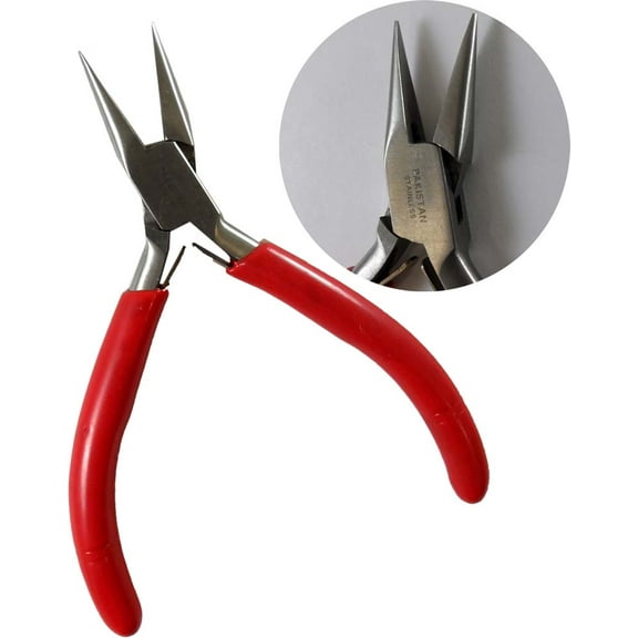 JEWEL TOOL 5" (12.7 cm) Stainless Steel Chain Nose Pliers | Box Joint | Perfect for Bending Wire & Creating Chain Links | Double Spring Loaded | Ergonomic Wishbone Handles