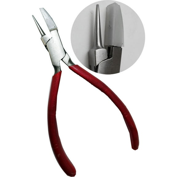 JEWEL TOOL 5.5" (14 cm) 2-in-1 Pliers | Round Nose & Nylon Flat Jaw | Ideal for Jewelers Working with Soft Metals