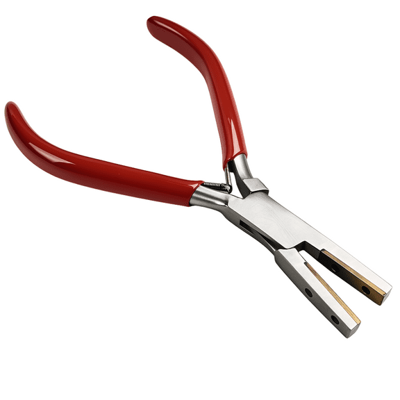 JEWEL TOOL 5.5" (14 cm) Brass Lined Flat Nose Pliers | Box Type Head |Stainless Steel with Brass Insert | Double Spring & PVC Wrapped Handles