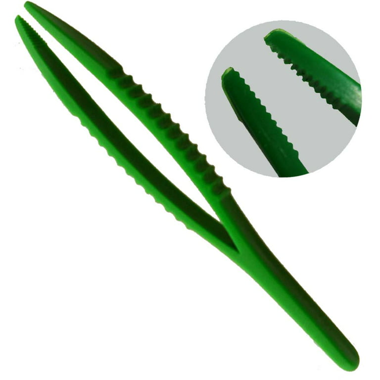 JEWEL TOOL (6 Pack) 5 (12.7cm) Green Plastic Tweezers | Lightweight |  Non-magnetic | Ideal for Watch Batteries & Delicate Tasks