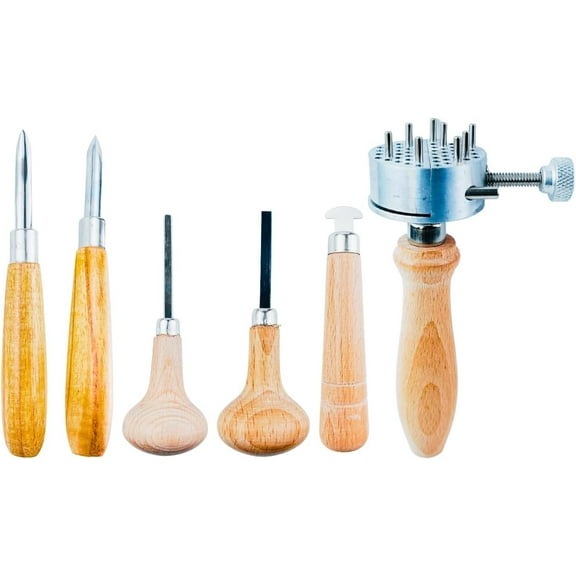 JEWEL TOOL 6 Pc Wooden Stone & Ring Working Deluxe Set Includes Burnishers, Bezel Roller, Prong Pushers, & Vise Designed For Professional Jewelers and DIY Hobbyist