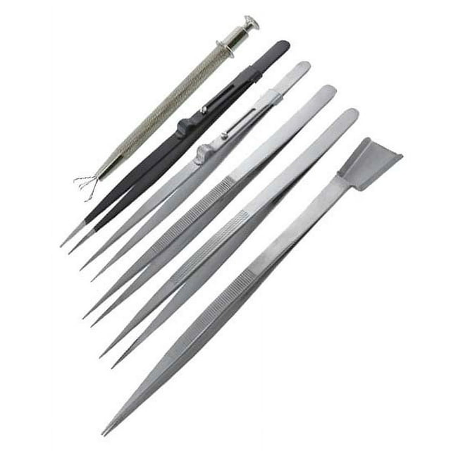 JEWEL TOOL 6Piece Diamond Handling Tweezer Set Stainless Steel 5