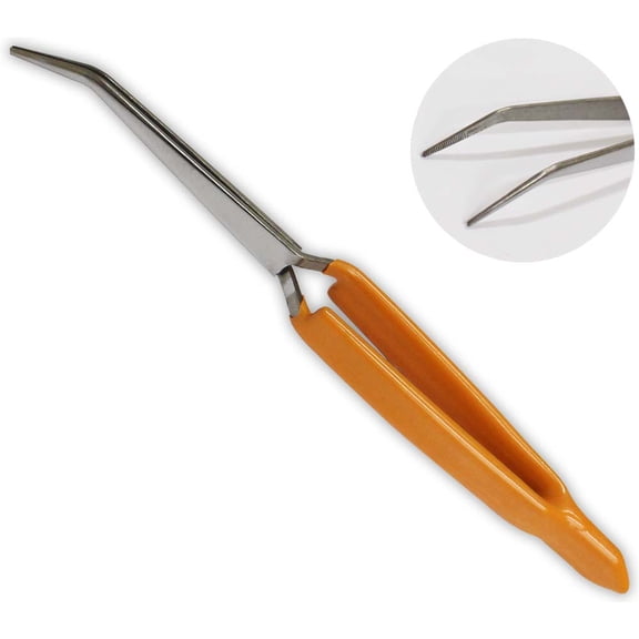 JEWEL TOOL 7" Cross-Lock Tweezers | Curved Blunt Tips | Vinyl Dipped Handles | Secure & Versatile Grip