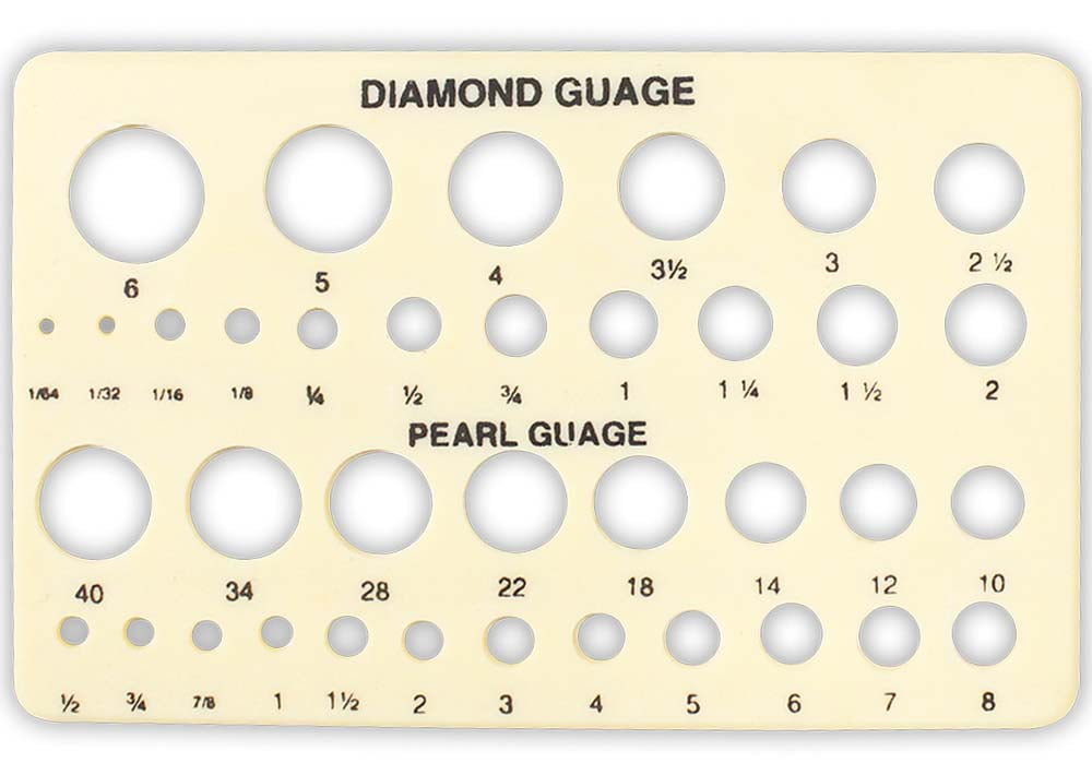 JEWEL TOOL Diamond & Pearl Gauge DualSided Measurement Durable Plastic Professional