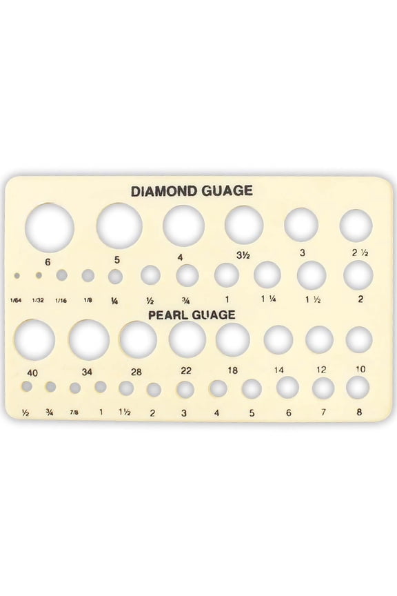 JEWEL TOOL Diamond & Pearl Gauge | Dual-Sided Measurement | Durable Plastic | Professional Measuring & Accurate | Metric Scale Included