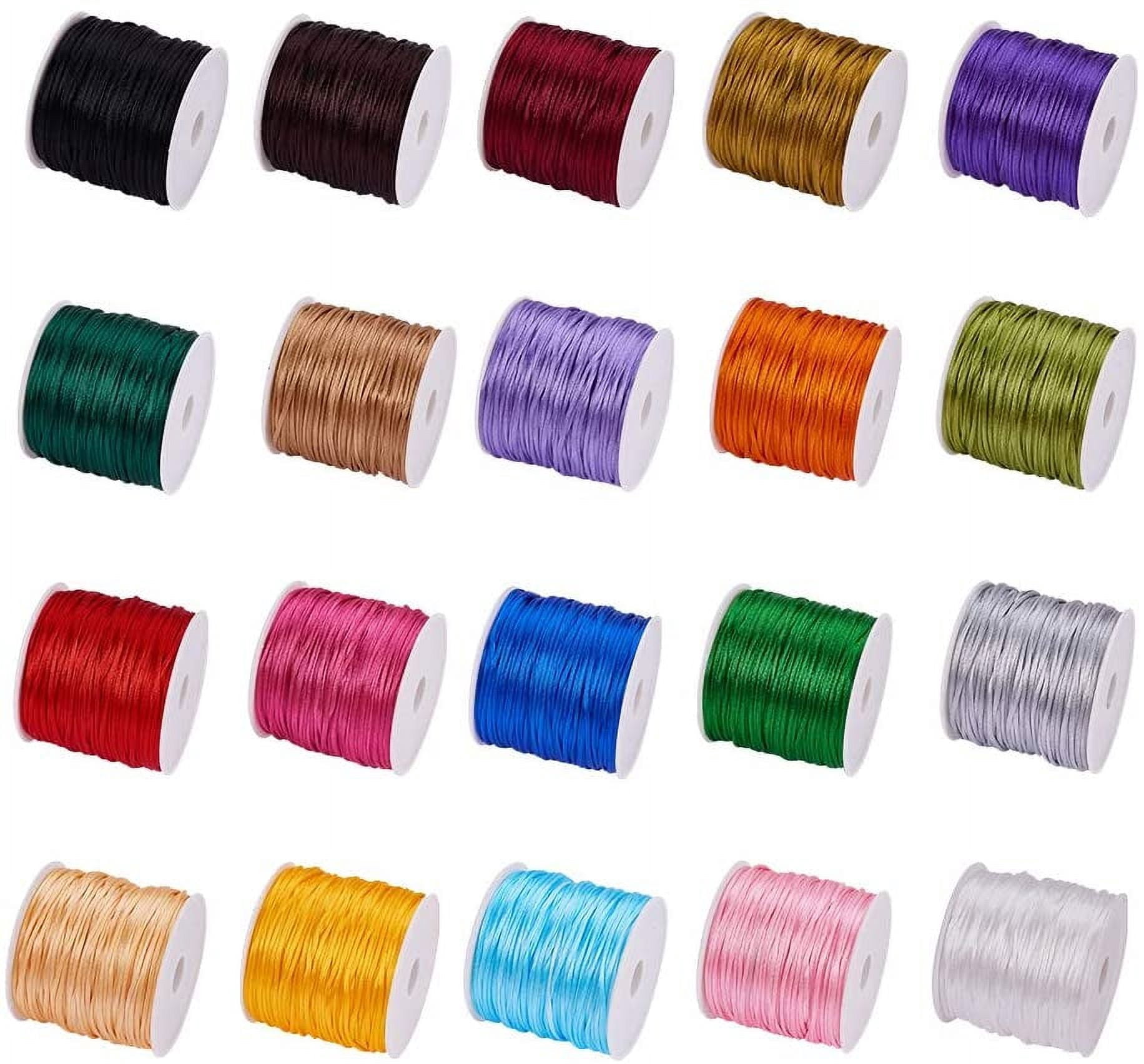JEWELEADER 20 colors About 650 yard Rattail Nylon Cord 1mm Chinese Knotting Cord Macrame Thread Beading String for DIY Jewellery Making Kumihimo Friendship Bracelets Sewing